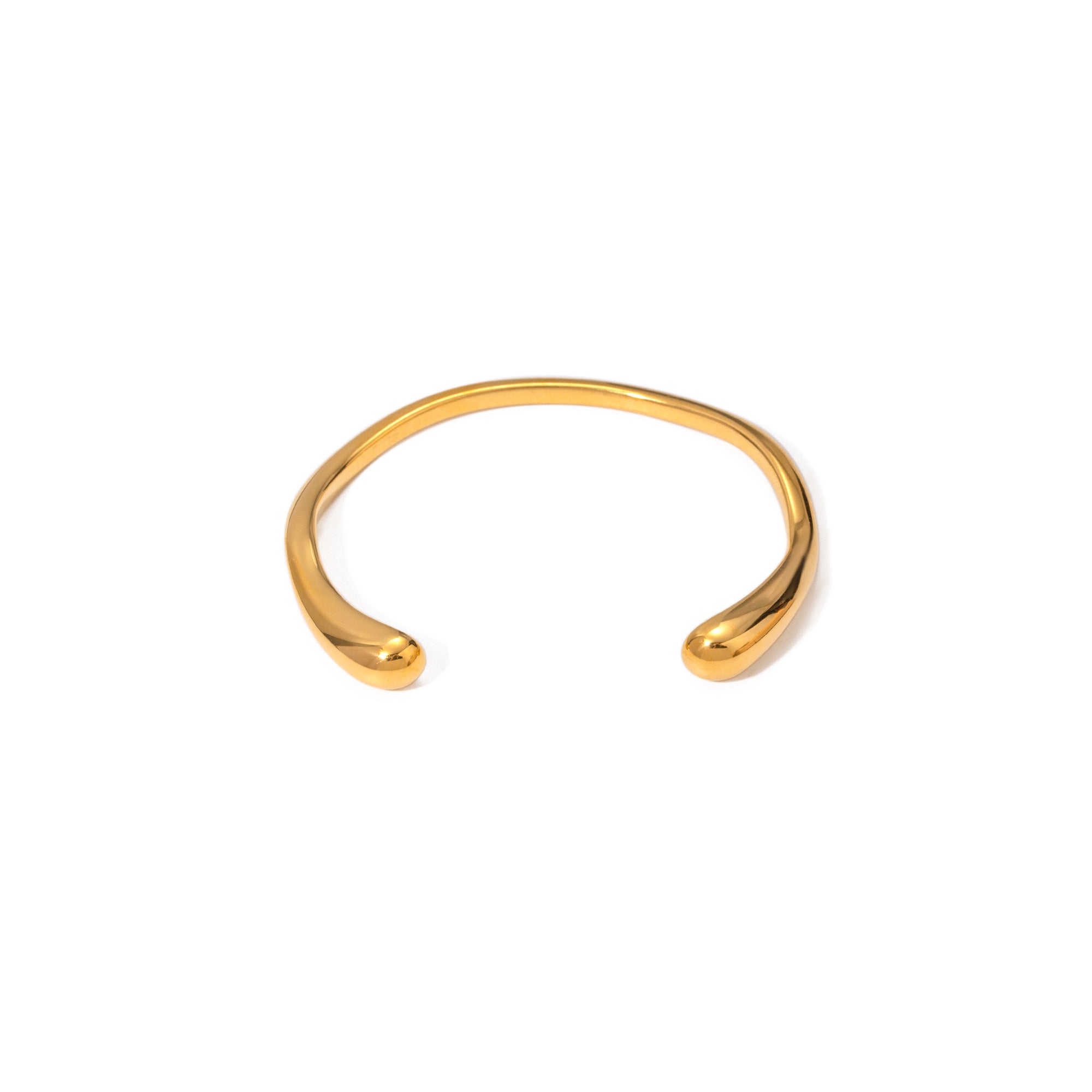 Minimalist Stainless Steel 18K Gold Plated Bangles Glossy Women Simple Open Bracelets Cuff Bangles