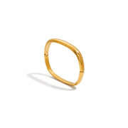 18K Gold Plated Stainless Steel Bracelet Jewelry Smooth Surface Clasp Square Medieval Bangle