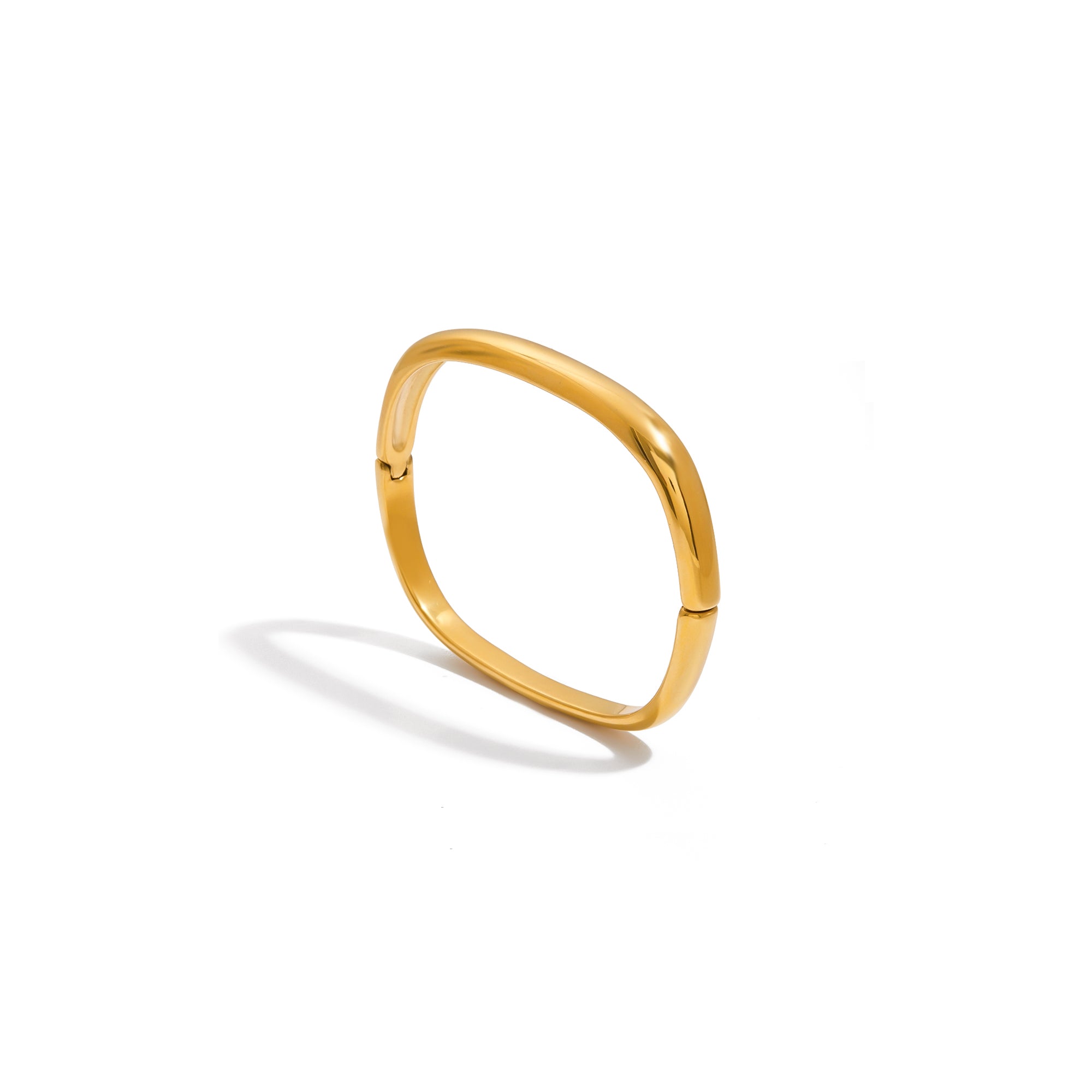 18K Gold Plated Stainless Steel Bracelet Jewelry Smooth Surface Clasp Square Medieval Bangle