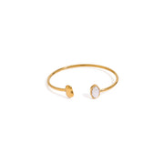 18k Gold Stainless Steel Pearl Spring Bangle Waterproof Tarnish Free Jewelry
