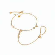 Celestial Butterfly Whisper 18K Gold Stainless Steel Pearl Finger Chain Minimalist Hand Chain Everyday Layered Arm Art
