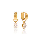 Classic Zircon Earring 18k Gold Plated Stainless Steel White Water Drop Zirconia Horse Eye Zircon Earring