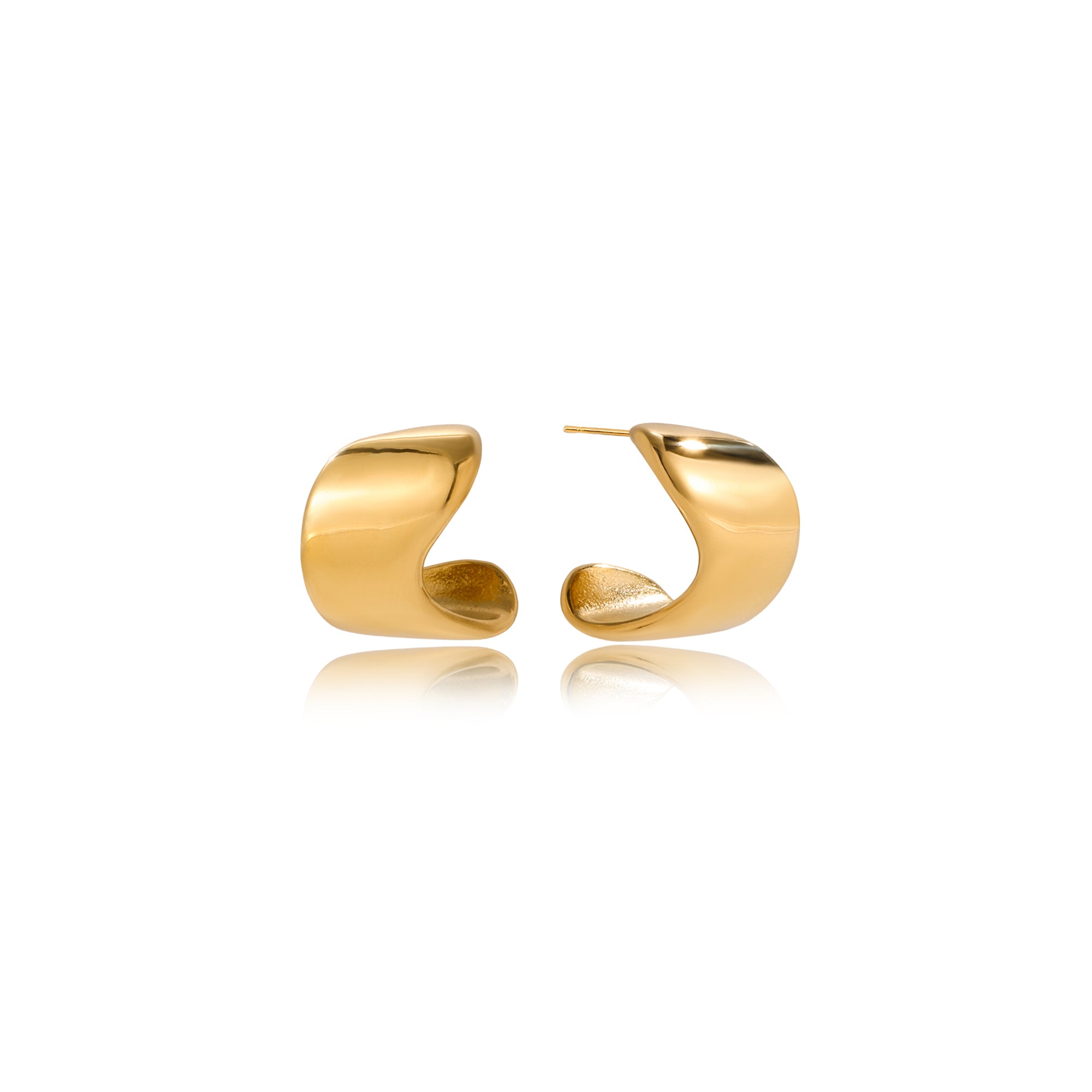 Fashion Hollow CC Earring Classic 18K Gold Stainless Steel Smooth Polished Geometric C Shaped Hoop Earrings