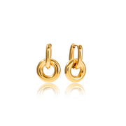 Two Tone Double Circle Drop Earrings - 18K PVD Plated Stainless Steel, 48h Shipping, No Minimum Order