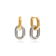 Minimalist Bicolor Hoop Earring 18K Gold Plated Stainless Steel Classic Two Tone Double Hoop Earrings
