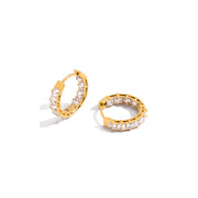 Classic CZ Hoop Earring 18K Gold Stainless Steel Trendy White Cubic Zirconia Inlay Earrings