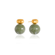 Green Resin Marble Grain Stainless Steel 18K Gold Plated Vintage Statement Stud Earrings Gift for Women Daily Office Wear