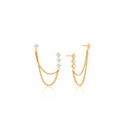 Elegant Linear Chain Tassel Earrings 18K Gold Plated with Cubic Zirconia Accents Classic Drop Dangle Earrings for Women
