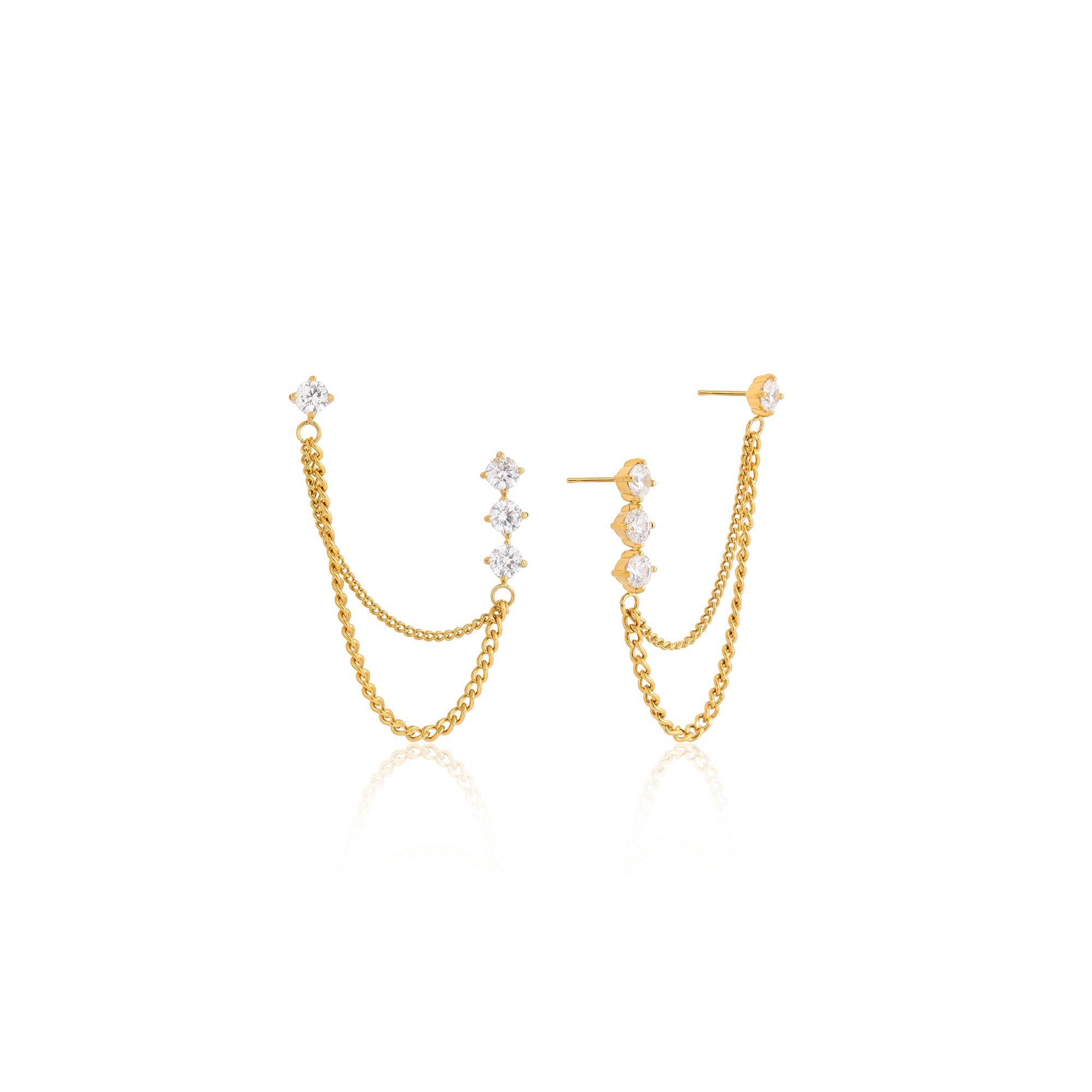 Elegant Linear Chain Tassel Earrings 18K Gold Plated with Cubic Zirconia Accents Classic Drop Dangle Earrings for Women