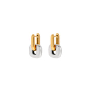 Modern Minimalist Two-Tone Oval Earrings 18K Gold Stainless Steel Geometric Stackable Dainty Jewelry for Women