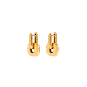 Modern Minimalist Two-Tone Oval Earrings 18K Gold Stainless Steel Geometric Stackable Dainty Jewelry for Women