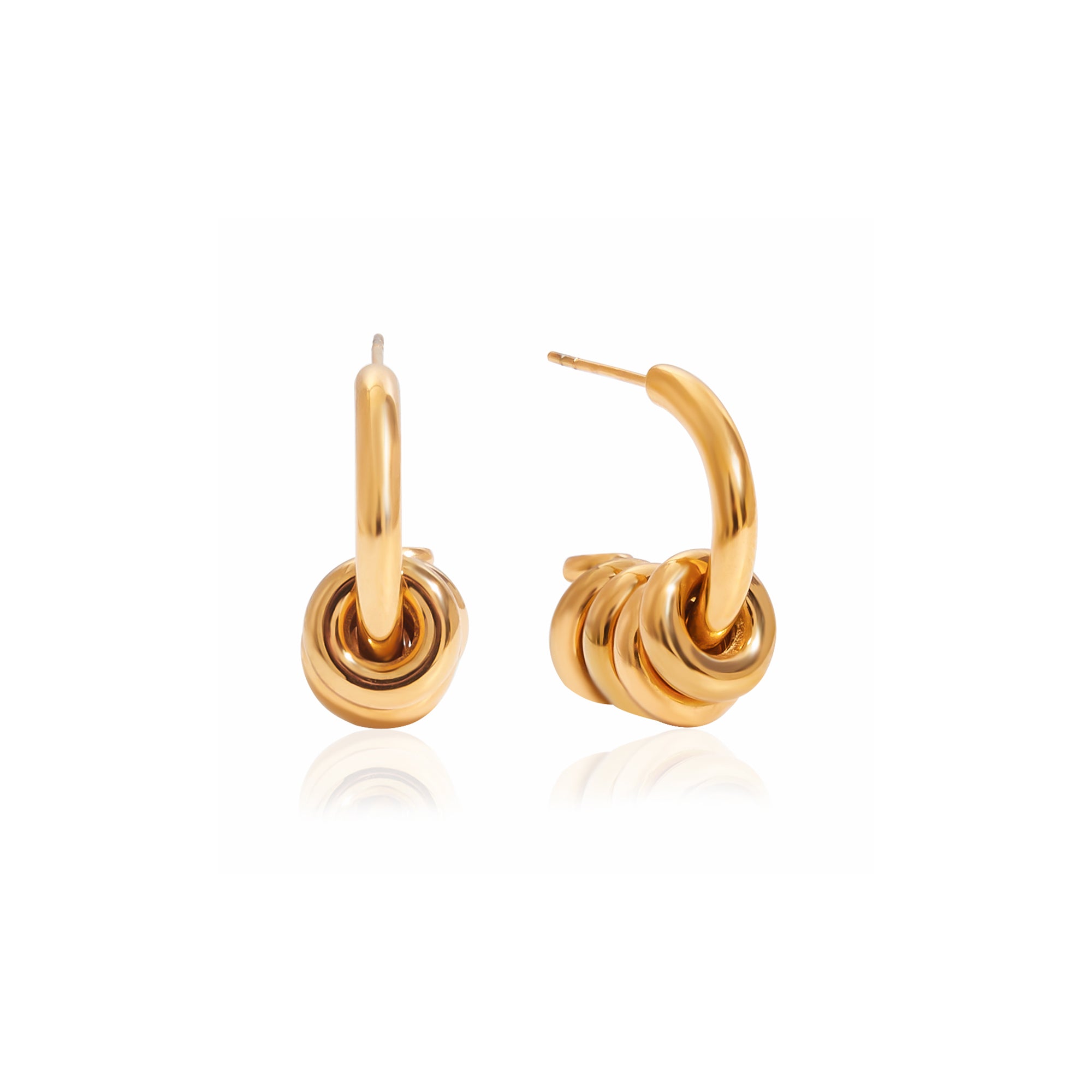 Stylish Minimalist Stainless Steel Earring Fashion Classic Moveable Multi Rings Hoop Earrings