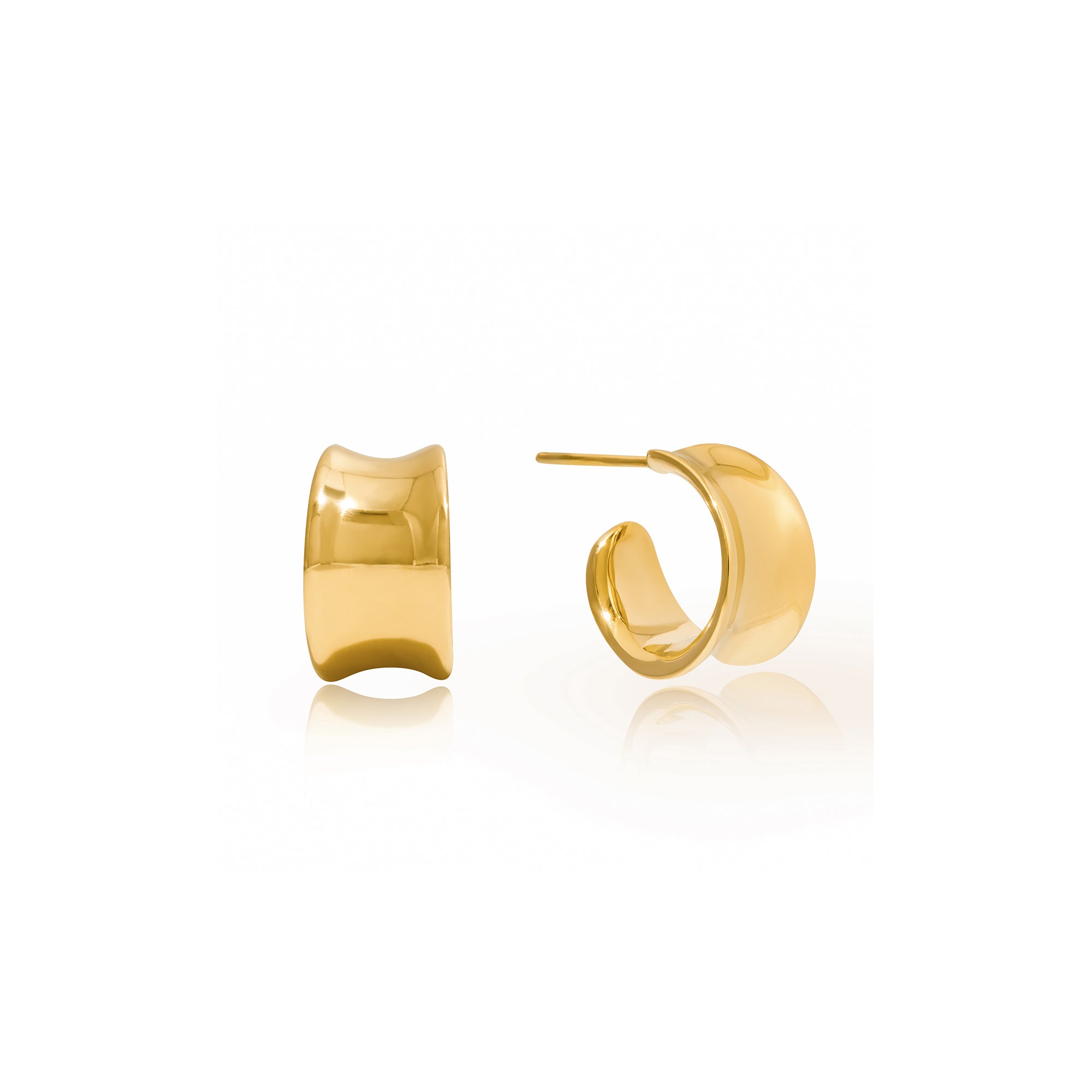 Trendy Fashion Hoop Earring 14K Gold Plated Stainless Steel Classic Irregular Polished Hollow Wide Hoop Earring