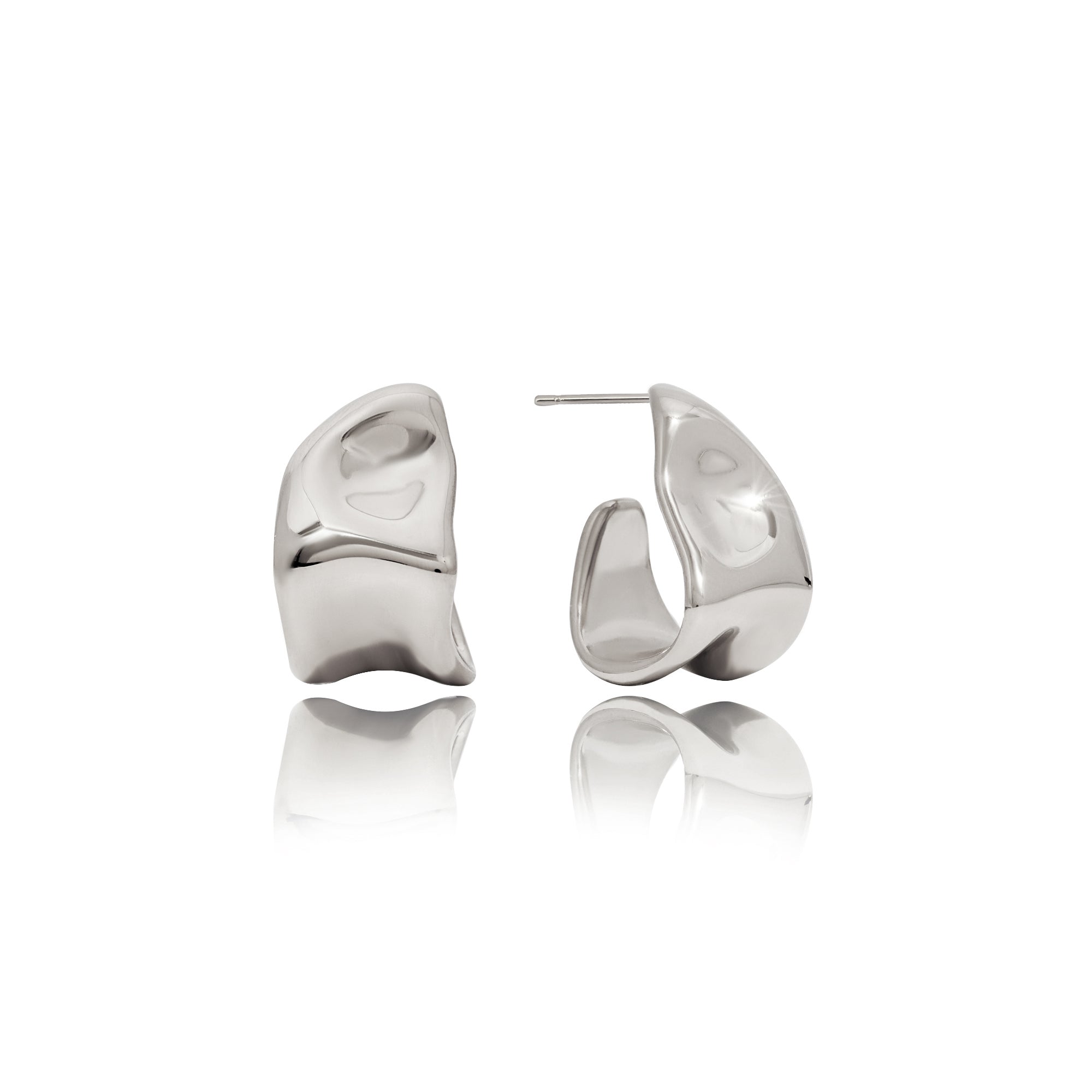 Modern Minimalist 14k Gold Stainless Steel C Circle Earring Fashion Classic Polished Wide C Hoop Earrings