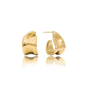 Modern Minimalist 14k Gold Stainless Steel C Circle Earring Fashion Classic Polished Wide C Hoop Earrings