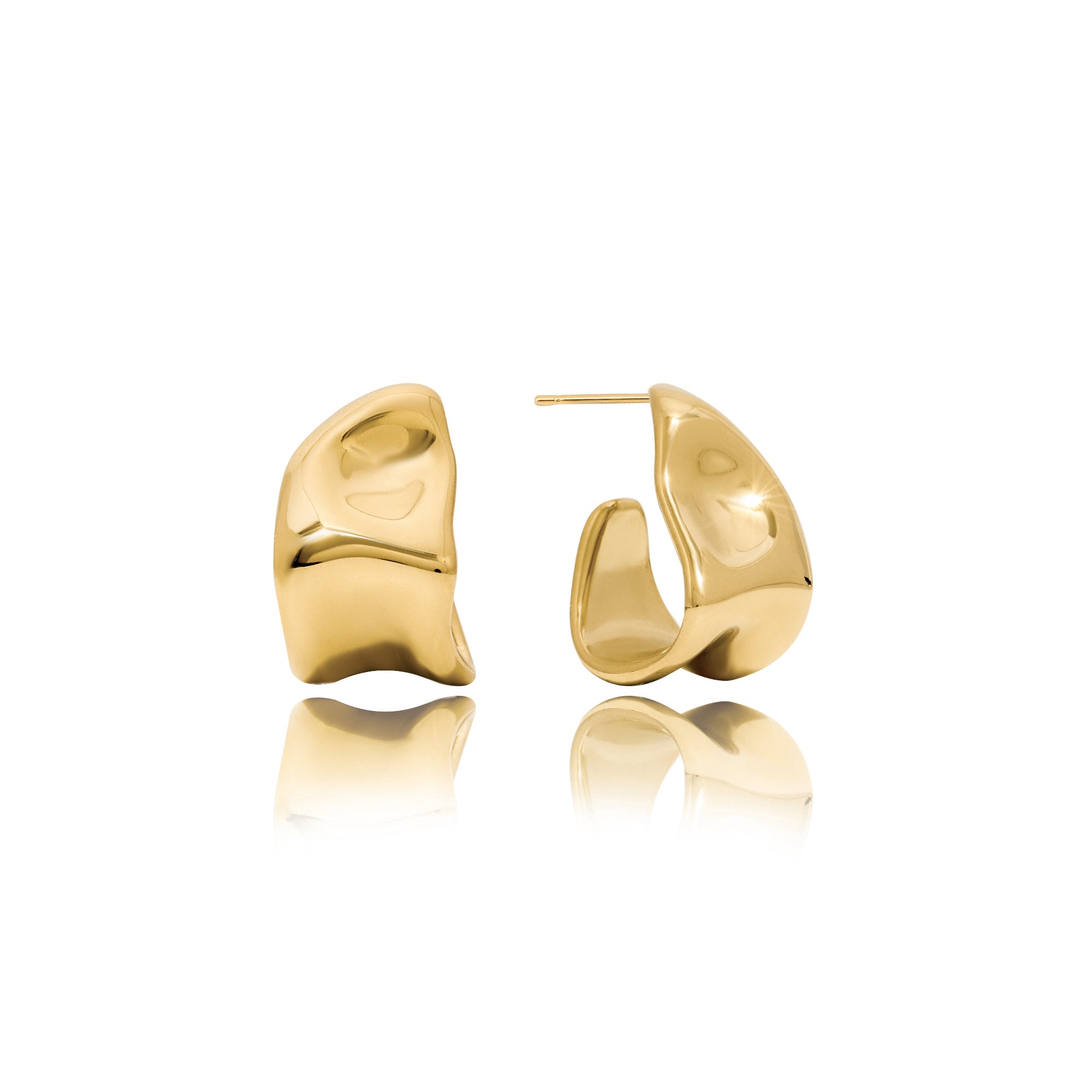 Modern Minimalist 14k Gold Stainless Steel C Circle Earring Fashion Classic Polished Wide C Hoop Earrings