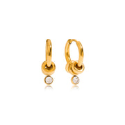 Modern Minimalist 18K Gold Stainless Steel Zircon Pendant Hoop Earrings
