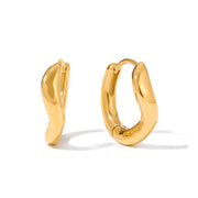 Minimalist 18K Gold Plated Stainless Steel Hoop Earring Irregular Jewelry Earring