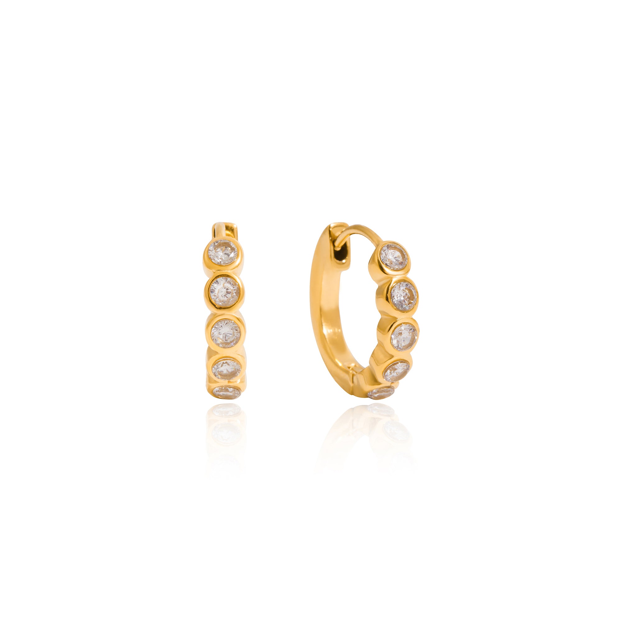 J&D Minimalist 18K Gold Plated Stainless Steel Earring Fashion Zircon C-Circle Hoop Earring Jewelry
