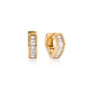 Classic 18k Real Gold Plated Stainless Steel Hoop Earrings Zircon Pave Irregular Fashion Jewelry