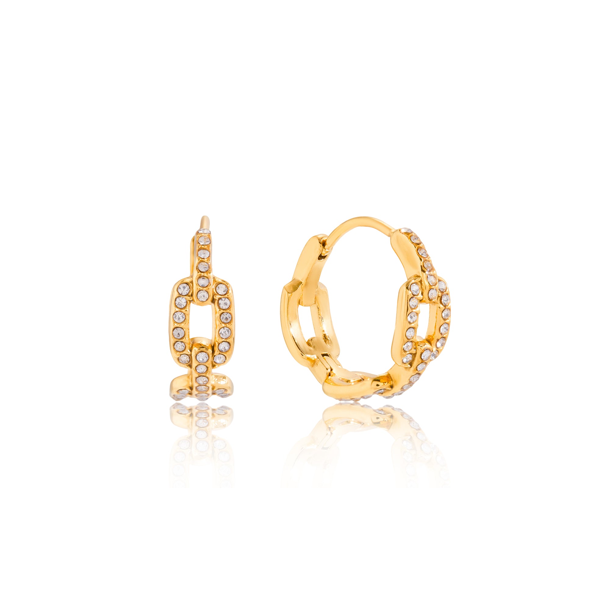 Elegant Sparkling Earrings for Women 18K PVD Plated Stainless Steel with White Zirconia CZ Stones Dainty Everyday Jewelry