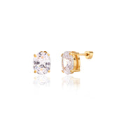 Classic Stud Earring Jewelry for Women Stainless Steel Large Zircon Semi-precious Stone Solitaire Diamond Earring