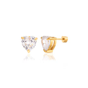 Classic Stud Earring Jewelry for Women Stainless Steel Large Zircon Semi-precious Stone Solitaire Diamond Earring