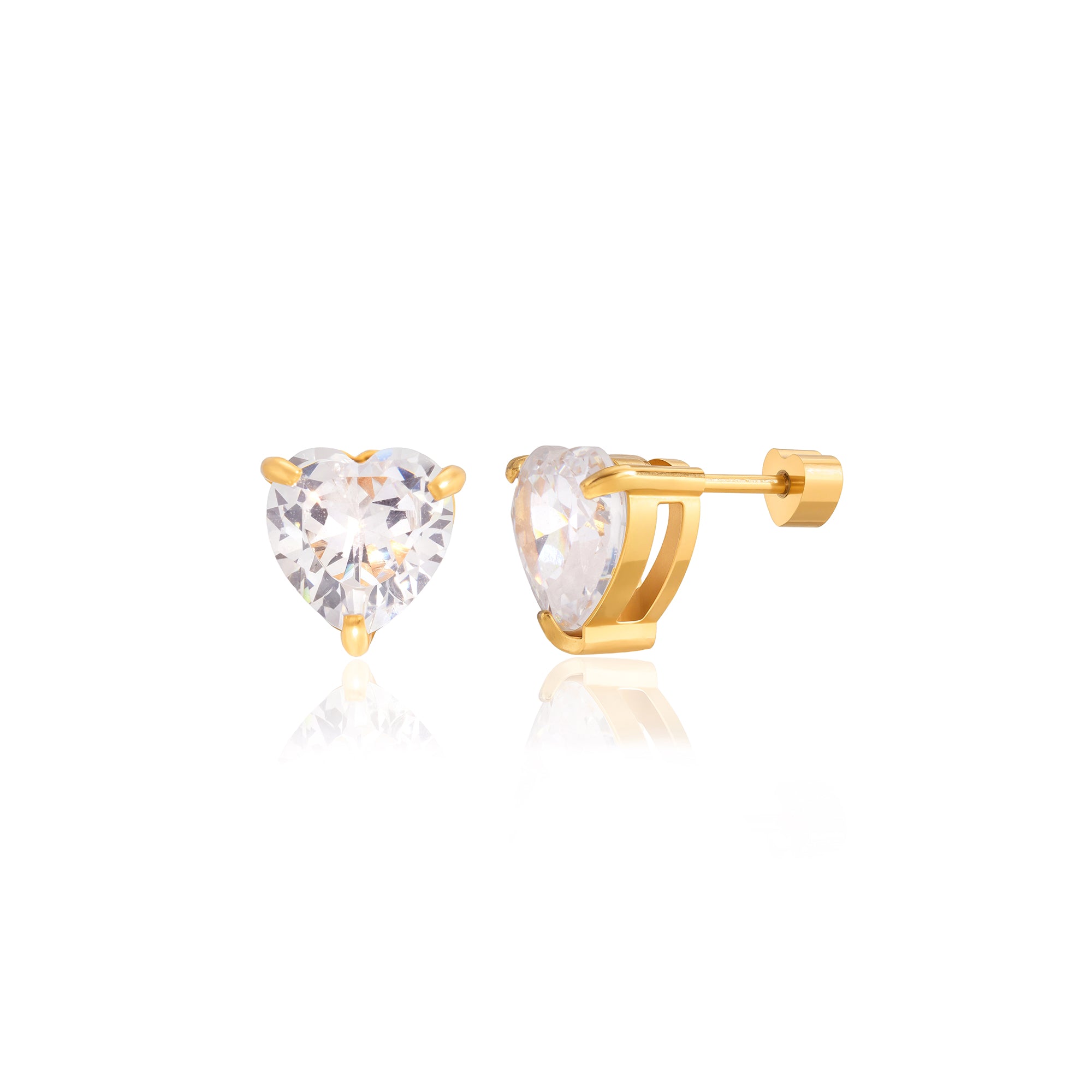 Classic Stud Earring Jewelry for Women Stainless Steel Large Zircon Semi-precious Stone Solitaire Diamond Earring