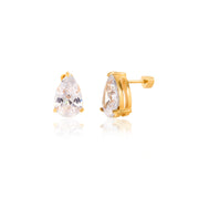 Classic Stud Earring Jewelry for Women Stainless Steel Large Zircon Semi-precious Stone Solitaire Diamond Earring