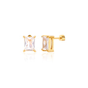 Classic Stud Earring Jewelry for Women Stainless Steel Large Zircon Semi-precious Stone Solitaire Diamond Earring