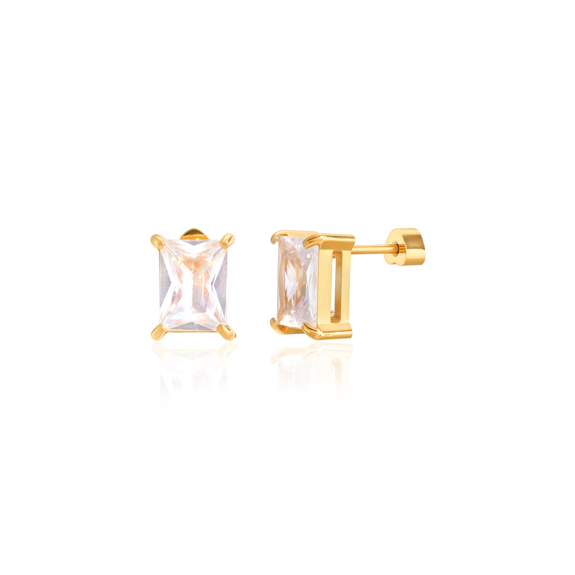 Classic Stud Earring Jewelry for Women Stainless Steel Large Zircon Semi-precious Stone Solitaire Diamond Earring