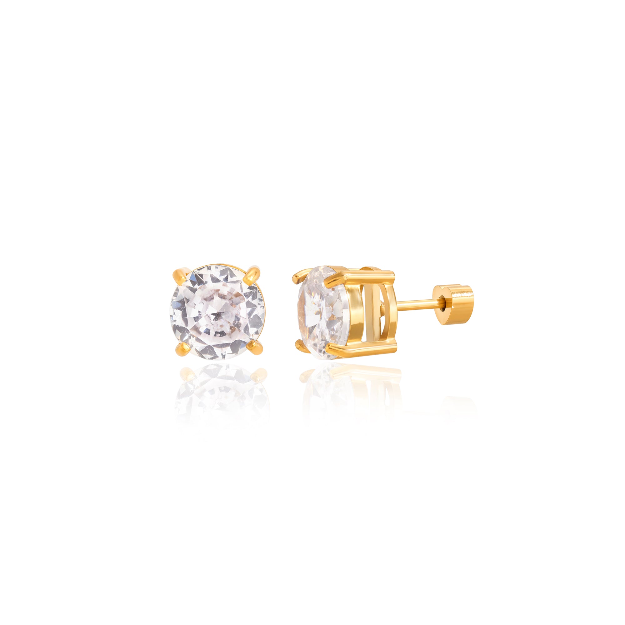 Classic Stud Earring Jewelry for Women Stainless Steel Large Zircon Semi-precious Stone Solitaire Diamond Earring