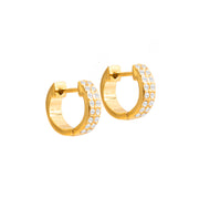 Elegant Rhinestone Hoop Earring 18K Gold Stainless Steel Classic White Crystal Chunky U Shape Hoop Earrings