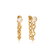 Minimalist Tassel CZ Earring 18K Gold Plated Stainless Steel Fashion Classic White Zircon Rough Chain Tassel Earrings