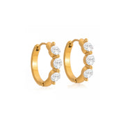 Delicate CZ Hoop Earring 18K Gold Plated Stainless Steel Classic White Round Oval Zirconia Hoop Earrings
