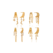 Delicate Tassel Earring 18K Gold Stainless Steel Crystal Three Layer Hollow CC Chain Tassel Cone Shaped Earrings