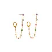 Colorful White Crystal Tassel Earrings Classic Gold Tone Earrings for Women