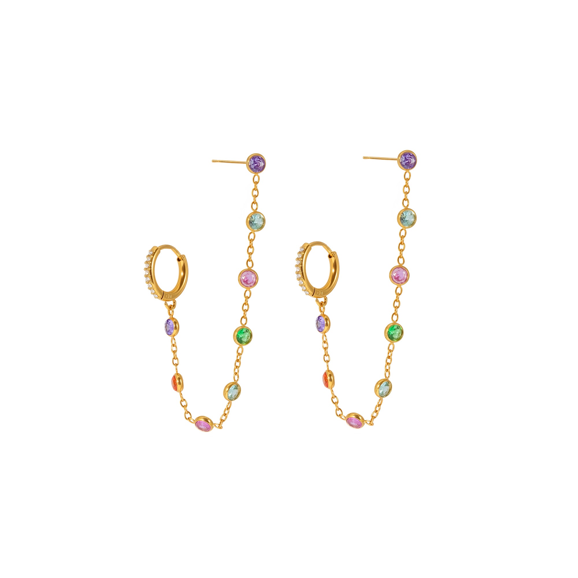 Colorful White Crystal Tassel Earrings Classic Gold Tone Earrings for Women