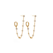 Colorful White Crystal Tassel Earrings Classic Gold Tone Earrings for Women