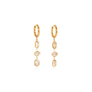 Women's Red Zirconia Tassel Earrings - 18K Gold Plated Geometric Drop Earrings