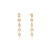 Women's Geometric 18K Gold Plated Stainless Steel Tassel Earrings with Color Zirconia