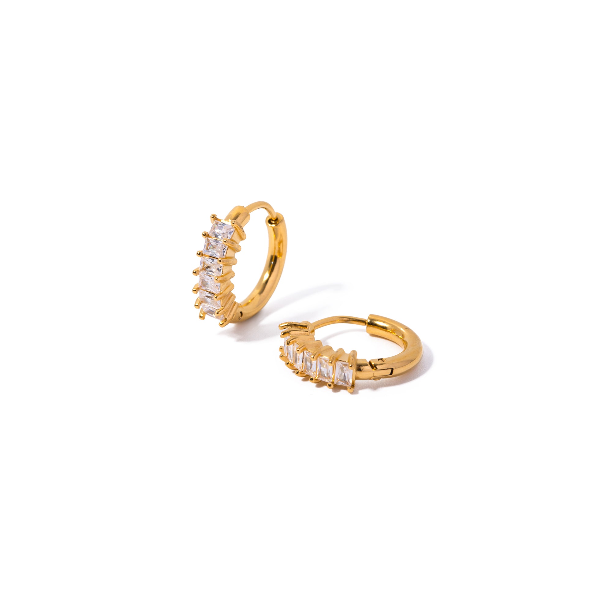 Jewelry 18K Gold Plated Earrings Stainless Steel Waterdrop CZ Zircon Huggie Earring for Girls