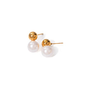 Pearl Stud Earring Stainless Steel Pearl Earring Fashion Jewelry 18K Gold Plated Glass Pearl Earring Gift for Girl Women
