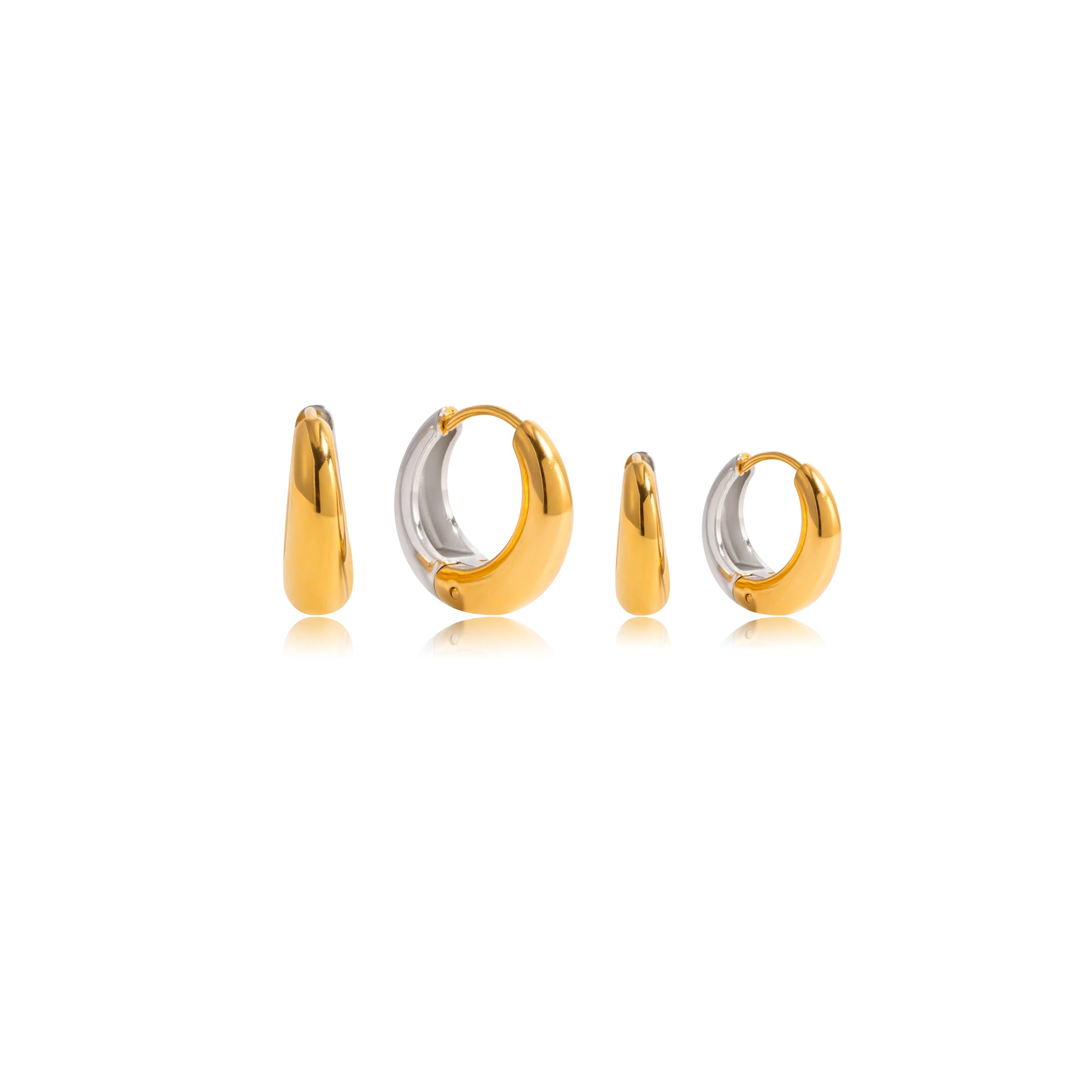 Geometric Jewelry 18K Gold Plated Earrings Stainless Steel Waterproof High Polish Huggie Hoop Earring for Girls
