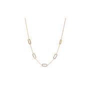 Women Classic 18K Gold Plated Round White Zircon Necklace Adjustable Chain Dainty Elegant Sparkly Fashion Jewelry