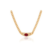 Vintage Autumn Winter 18K PVD Gold Plating Waterproof Jewelry Stainless Steel White Pave Green Red Necklace
