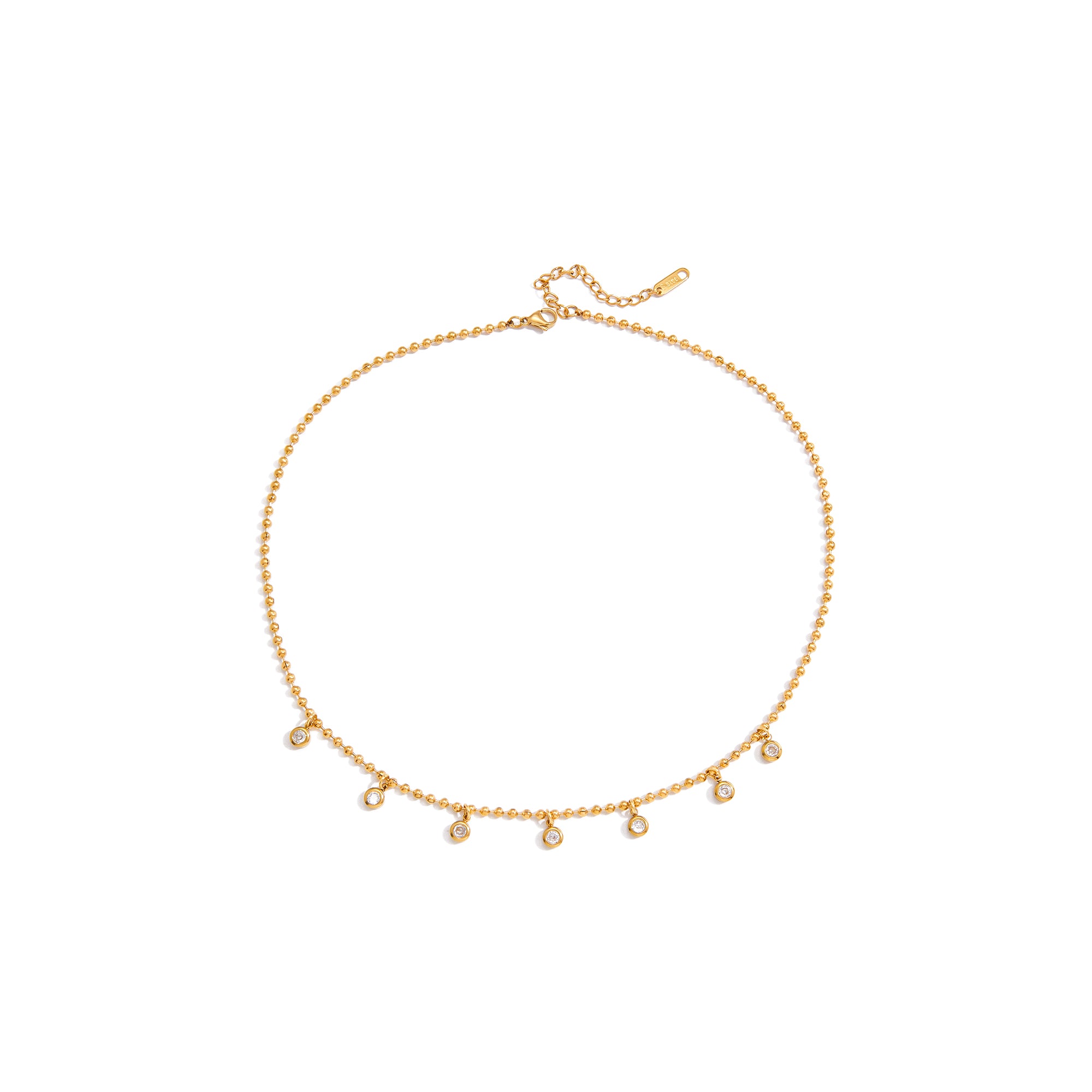 Crystal Pendant Necklace 18K Gold Plated Stainless Steel Multi Shape Zirconia Charm Bead Chain Timeless Everyday Jewelry