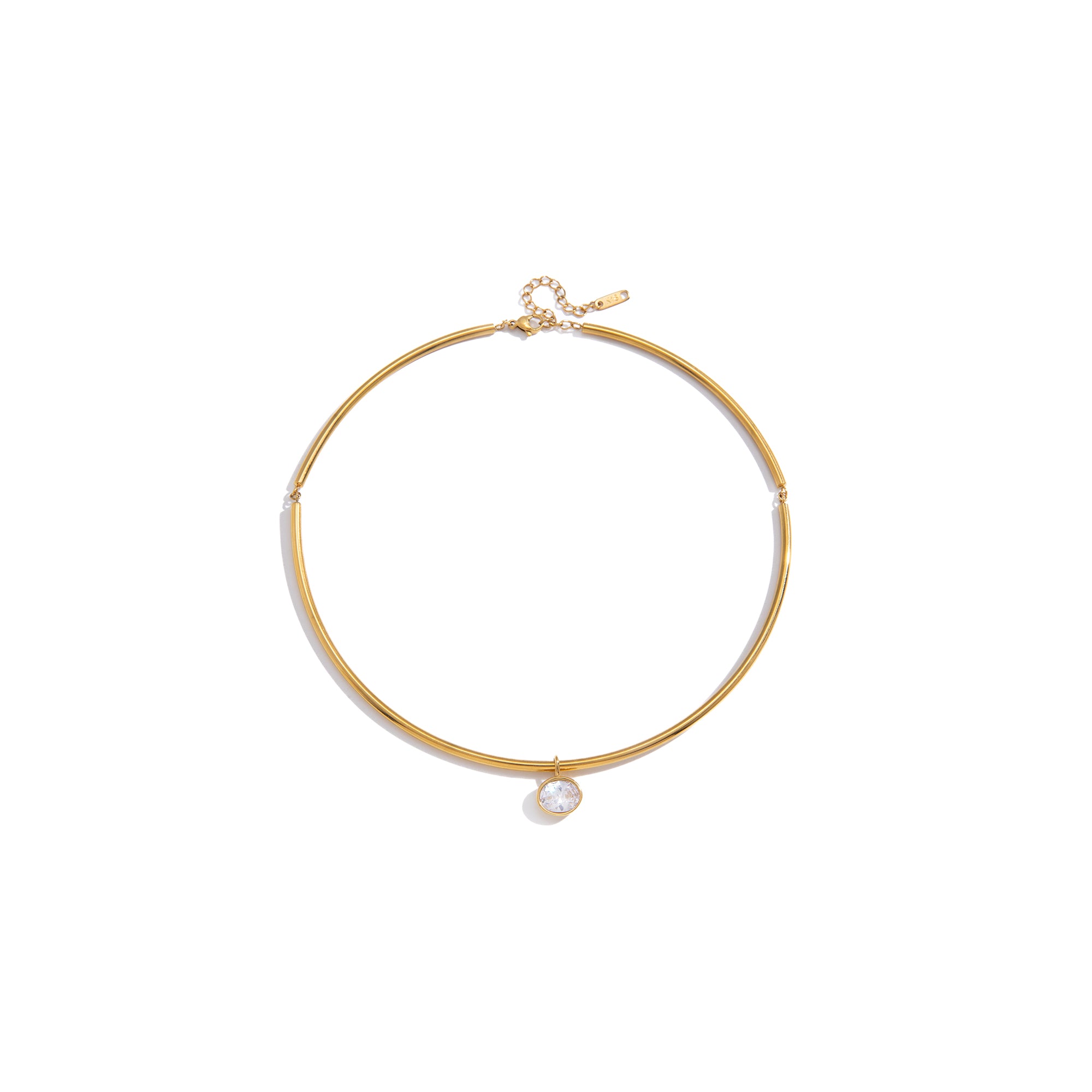 Classic Chic 18K Gold Stainless Steel Necklace White Various Shapes Zircon Pendant Necklaces