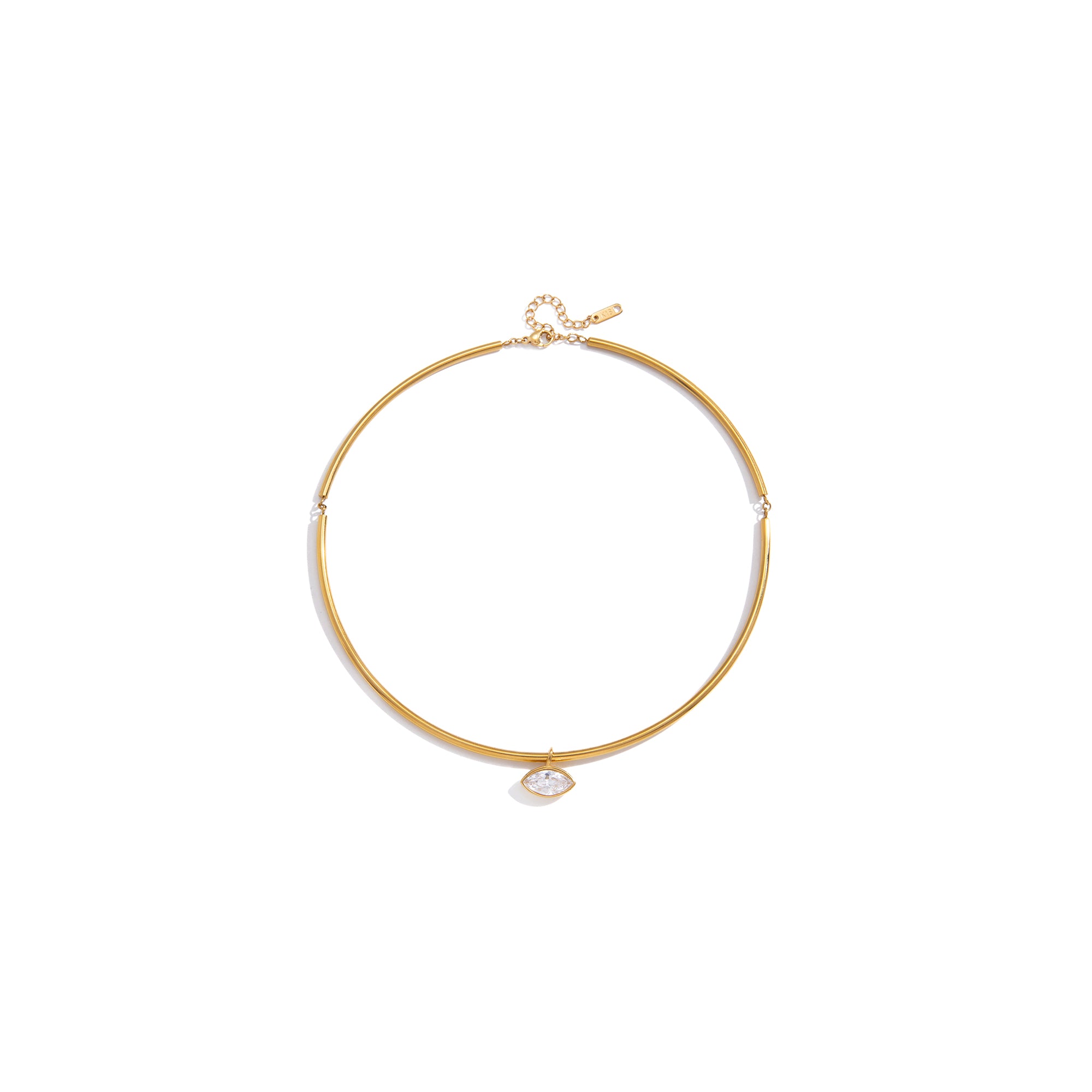 Classic Chic 18K Gold Stainless Steel Necklace White Various Shapes Zircon Pendant Necklaces