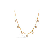 Crystal Pendant Necklace 18K Gold Plated Stainless Steel Multi Shape Zirconia Charm Bead Chain Timeless Everyday Jewelry